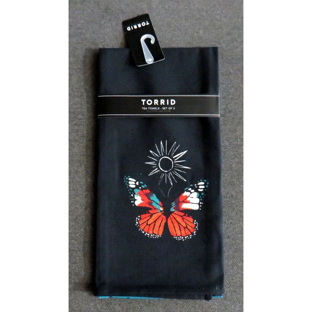 Torrid Set Of Two Cotton Tea Towels Butterfly